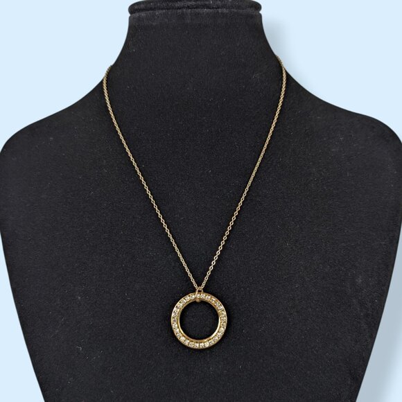 (2/$20) V. Rhinestone Ring Pendant Necklace - Picture 1 of 6